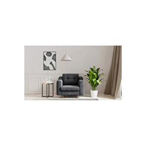 Robin Modüler Tekli Koltuk - Kadife - Gri