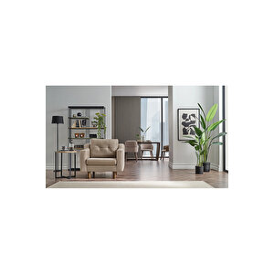 Robin Modüler Tekli Koltuk - Kadife - Krem