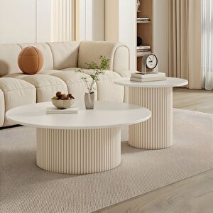 Most Bohem Orta Sehpa Aytaşı 2'li Set %100 Ahşap 85 Cm. Çap (evi̇ni̇ze Tesli̇m) Aytaşı