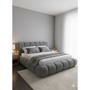 Most Piatto Premium Bazalı Karyola Gri Bukle Kumaş 180x200 Cm. Yatak İçindir (evinize Teslim) Gri