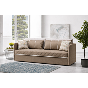 Siesta Fonksiyonel Kanepe Koltuk Metal Bazalı Yataklı Süngerli Kahve Plastik Ayaklı