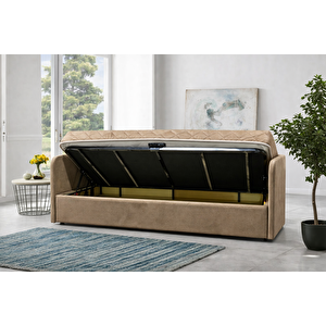 Siesta Fonksiyonel Kanepe Koltuk Metal Bazalı Yataklı Süngerli Kahve Plastik Ayaklı