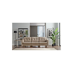 Robin Modüler Üçlü Koltuk - Kadife - Krem