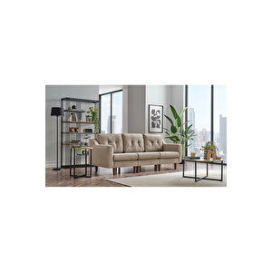 Robin Modüler Üçlü Koltuk - Kadife - Krem