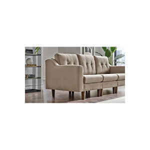 Robin Modüler Üçlü Koltuk - Kadife - Krem