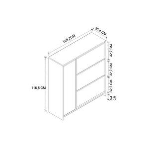 Düşer Kapak Ayakkabılık 4 Kapaklı 6 Bölmeli Kayar Raflı Ayakkabılık Gizem Beyaz