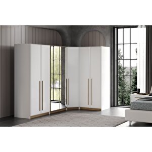 Lucca 7 Kapılı Aynalı Köşe Yatak Odası Takımı