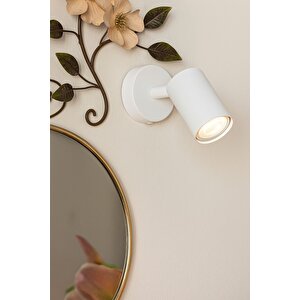 Sarı Eskitme Tekli Metal Spot Aydınlatma, El Yapımı Aplik, Beyaz Beyaz