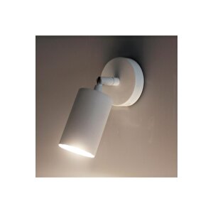 Sarı Eskitme Tekli Metal Spot Aydınlatma, El Yapımı Aplik, Beyaz