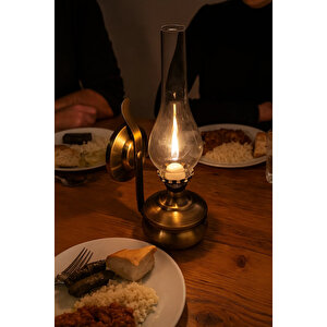 Şarjlı Eskitme Gaz Lambası Aplik Aydınlatma - 7 Saat Kullanım