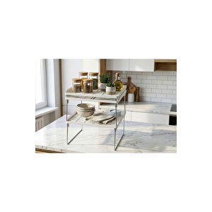 3lü Dolap İçi Raf Düzenleyici Metal Ayaklı Tabak,kupa,bardak Rafı Organizer