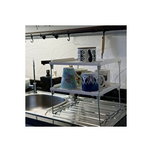 Tekli Dolap İçi Mutfak Raf Düzenleyici Metal Ayaklı Tabak,kupa,bardak Rafı Organizer