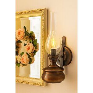 Bakır Eskitme Gaz Lambası Aplik Aydınlatma