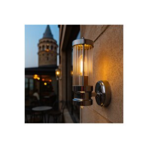 Yıldız Tekli Cam Aplik, Krom