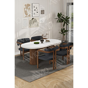 White Serisi Bohem Ayak 4'lü Tokyo Metal Demonte Sandalye 80x140 Masa Sandalye Takımı Antrasit