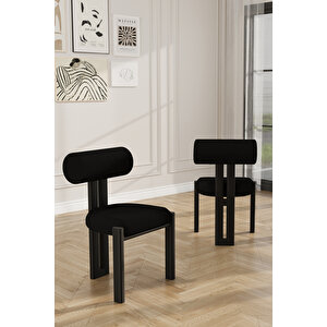 Alessa Pufi Demonte Metal Mutfak Sandalyesi Yemek Odası Sandalyesi Makyaj Sandalyesi Siyah