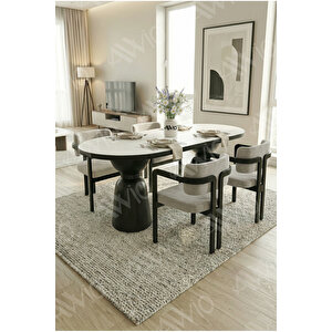 Bolivya Serisi Vazo Ayak Bohem 4 'lü Metal Tokyo Demonte Sandalye 80x140 Masa Sandalye Takımı Antrasit