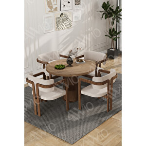 Carmen Serisi Bohem Ayak 4'lü Tokyo Metal Demonte Sandalye Masa Sandalye Takımı Krem