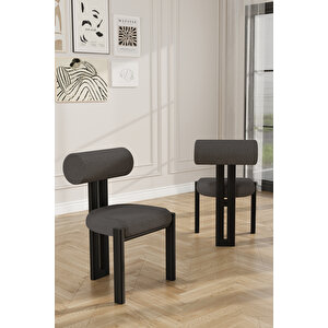 Alessa Pufi Demonte Metal Mutfak Sandalyesi Yemek Odası Sandalyesi Makyaj Sandalyesi Antrasit