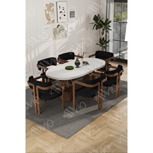 Arion Serisi Bohem Ayak 6'lı Tokyo Metal Demonte Sandalye 80x160 Masa Sandalye Takımı Siyah