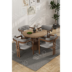 Carmen Serisi Bohem Ayak 4'lü Tokyo Metal Demonte Sandalye Masa Sandalye Takımı Gri