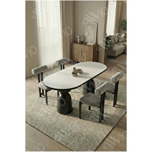 Castella Serisi Vazo Ayak Bohem 4 'lü Metal Pofi Demonte Sandalye 80x140 Masa Sandalye Takımı Antrasit