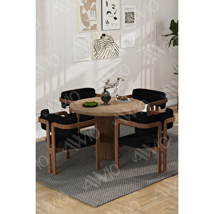 Carmen Serisi Bohem Ayak 4'lü Tokyo Metal Demonte Sandalye Masa Sandalye Takımı Siyah