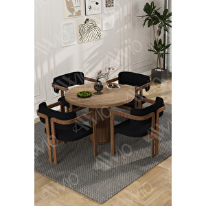 Carmen Serisi Bohem Ayak 4'lü Tokyo Metal Demonte Sandalye Masa Sandalye Takımı Siyah