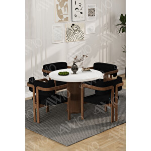 Carmen Serisi Bohem Ayak 4'lü Tokyo Metal Demonte Sandalye Masa Sandalye Takımı Siyah