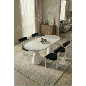 Castella Serisi Vazo Ayak Bohem 4 'lü Metal Pofi Demonte Sandalye 80x140 Masa Sandalye Takımı Siyah