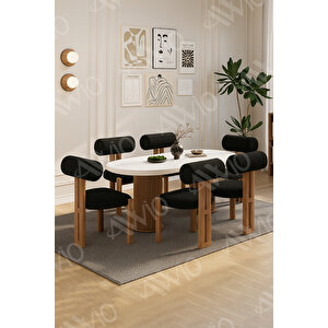 Bohem Ayak 6'lı Metal Pofi Demonte Sandalye 80x160 Masa Sandalye Takımı Beyaz