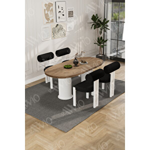 Lora Serisi Bohem Ayak 4'lü Metal Pofi Demonte Sandalye 80x140 Masa Sandalye Takımı Beyaz