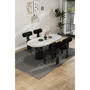 Cydney Serisi Bohem Ayak 4'lü Metal Pofi Demonte Sandalye 80x140 Masa Sandalye Takımı Beyaz