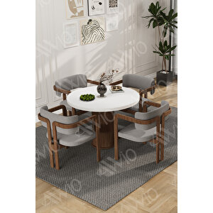 Carmen Serisi Bohem Ayak 4'lü Tokyo Metal Demonte Sandalye Masa Sandalye Takımı Gri