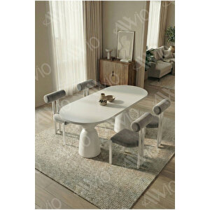 Castella Serisi Vazo Ayak Bohem 4 'lü Metal Pofi Demonte Sandalye 80x140 Masa Sandalye Takımı Antrasit