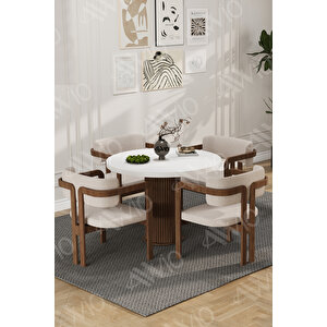 Carmen Serisi Bohem Ayak 4'lü Tokyo Metal Demonte Sandalye Masa Sandalye Takımı Krem