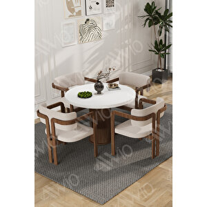 Carmen Serisi Bohem Ayak 4'lü Tokyo Metal Demonte Sandalye Masa Sandalye Takımı Krem