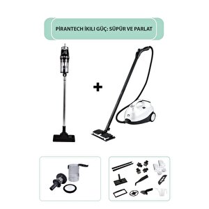 Cb-107c Çok Fonksiyonlu Buharlı Temizlik Makinası / Ek200 Torbasız Kablolu Dikey Süpürge