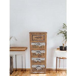 Ahşap Hasır Görünümlü 5 Çekmeceli Yıkanabilir Bezli Sebzelik Ve Çok Amaçlı Dolap (atlantik Çam)