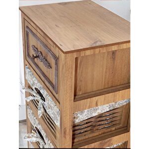 Woodluck Ahşap Hasır Görünümlü 5 Çekmeceli Yıkanabilir Bezli Sebzelik Ve Çok Amaçlı Dolap (atlantik Çam)