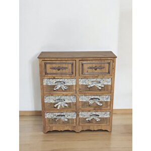 Ahşap Hasır Görünümlü 8 Çekmeceli Yıkanabilir Bezli Sebzelik Ve Çok Amaçlı Dolap (atlantik Çam)