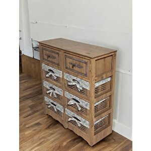 Ahşap Hasır Görünümlü 8 Çekmeceli Yıkanabilir Bezli Sebzelik Ve Çok Amaçlı Dolap (atlantik Çam)