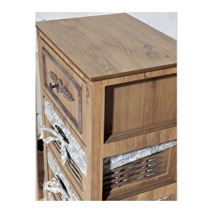 Ahşap 4 Çekmeceli Hasır Görünümlü Yıkanabilir Bezli Sebzelik (atlantik Çam)