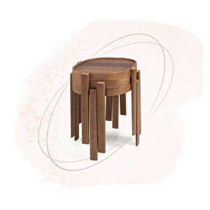 Milan Kare Üçlü Zigon Sehpa Ceviz Ceviz