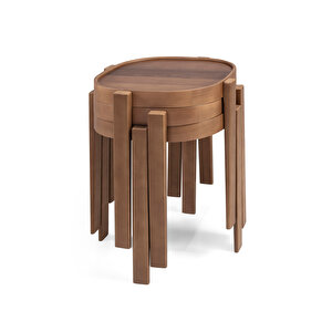 Milan Kare Üçlü Zigon Sehpa Ceviz Ceviz