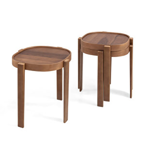 Milan Kare Üçlü Zigon Sehpa Ceviz Ceviz