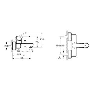 A4272534 Root Round Banyo Bataryası, Fırçalı Nikel