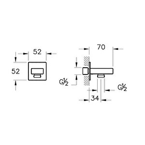 A4523336 Root Square Ankastre El Duşu Çıkışı, Mat Siyah