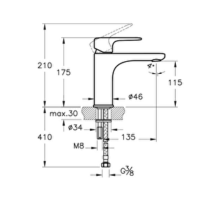 A4270634 Root Round Lavabo Bataryası, Fırçalı Nikel
