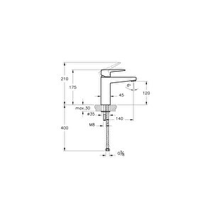 A42736 Root Square Lavabo Bataryası, Mat Siyah